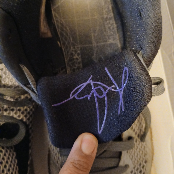 Gray and Black Sneakers with Purple Accent - Picture 7 of 8